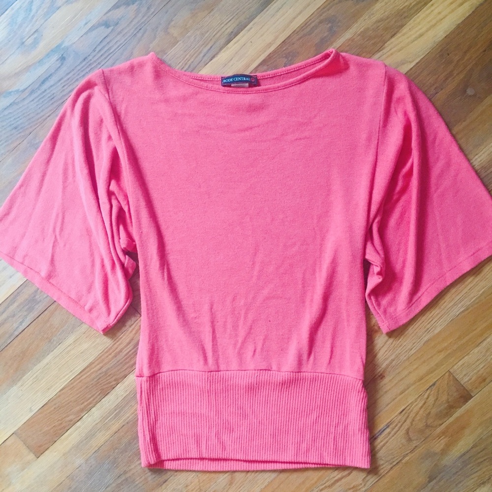 orange/coral batwing sweater